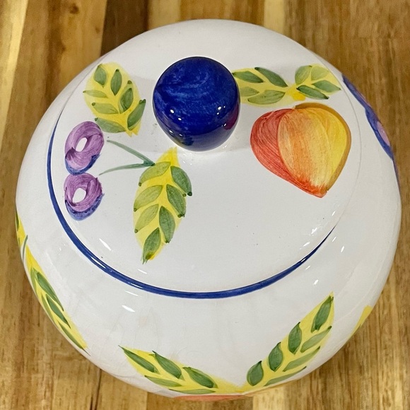 Artist’s Touch Orchard Jubilee Painted Fruit Sugar Bowl Pottery Lidded Jar - Picture 6 of 13